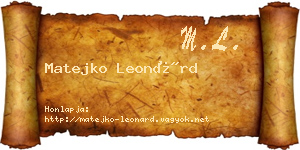Matejko Leonárd névjegykártya
